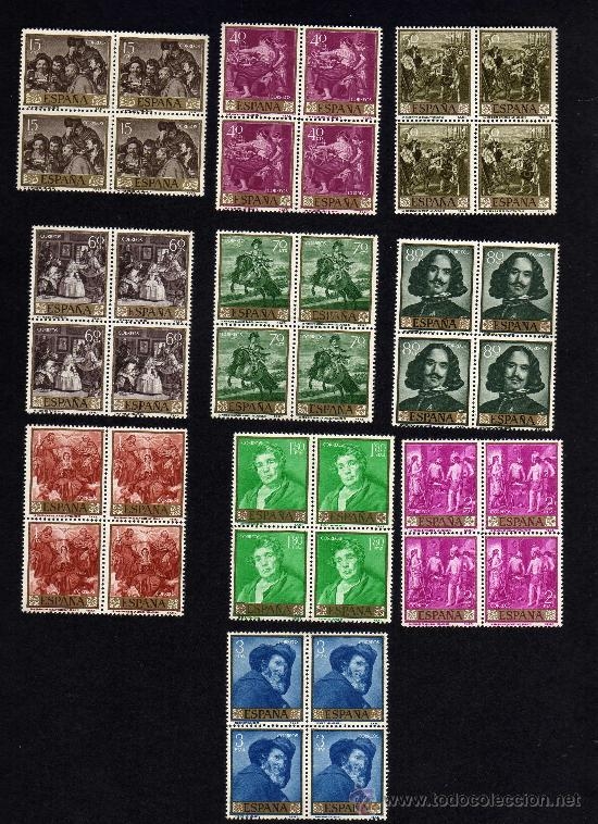 España 1959 1238/47 Sellos * B4 Pintor Diego Velázquez Completa c/señal oxido Timbre Espagne Spain Spagna